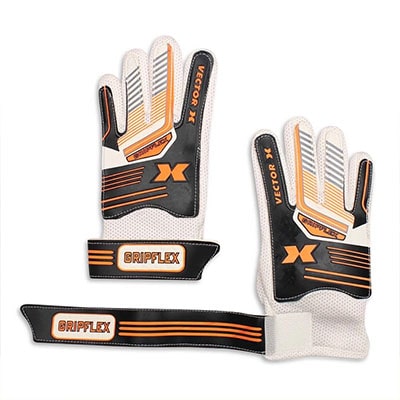 VECTOR X GRIPFLEX GOALKEEPING GLOVES (WHITE, BLACK, ORANGE)